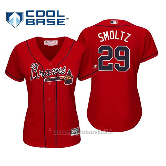 Maglia Baseball Donna Atlanta Braves John Smoltz Cool Base Majestic Alternato 2019 Rosso